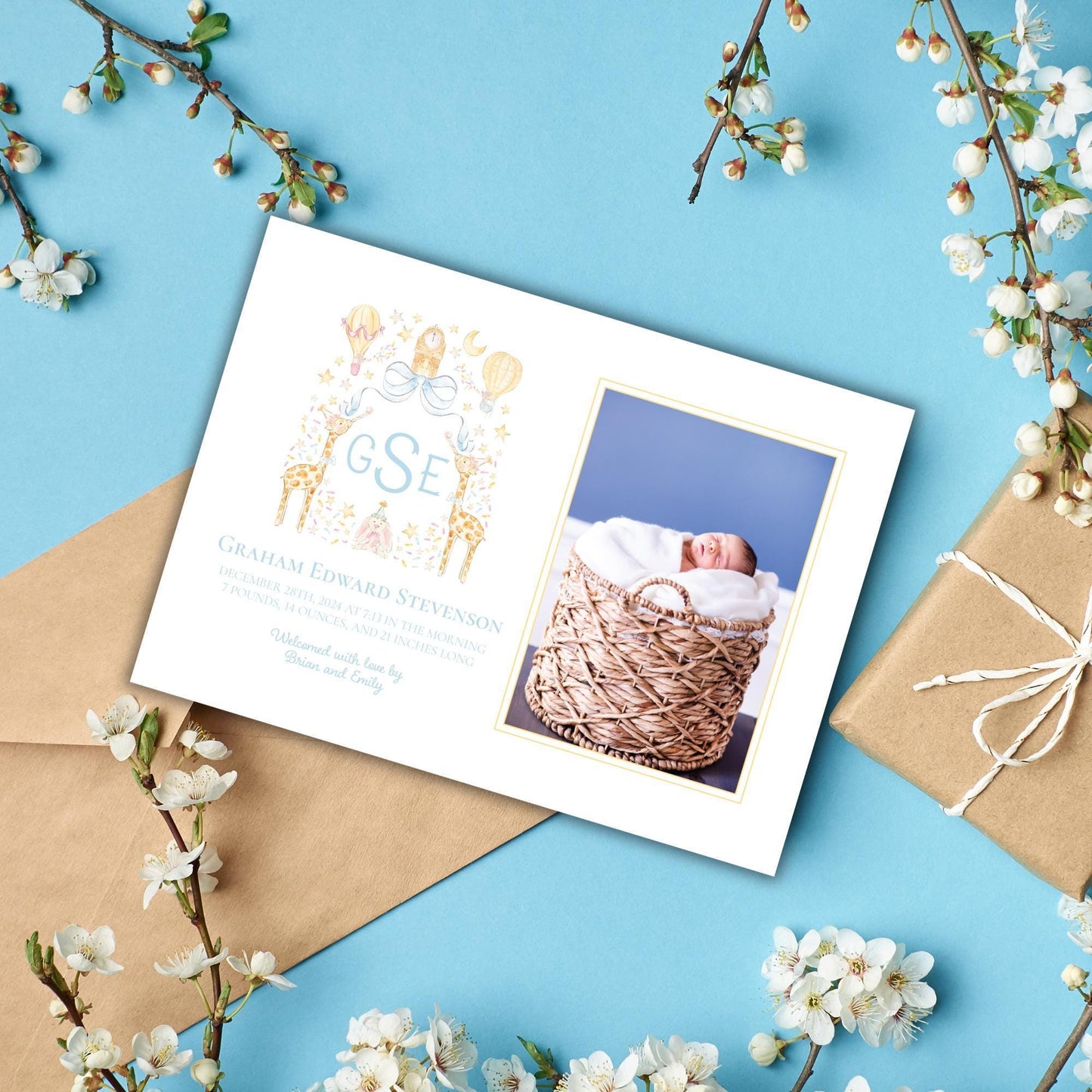 Adventure Awaits Birth Announcement - Blue