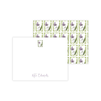 Purple Floral Block Print Notecards