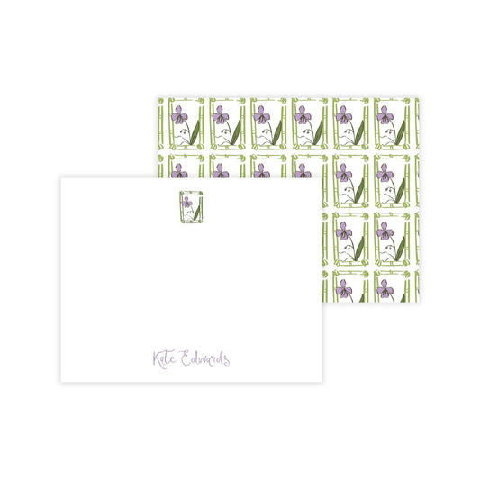 Purple Floral Block Print Notecards
