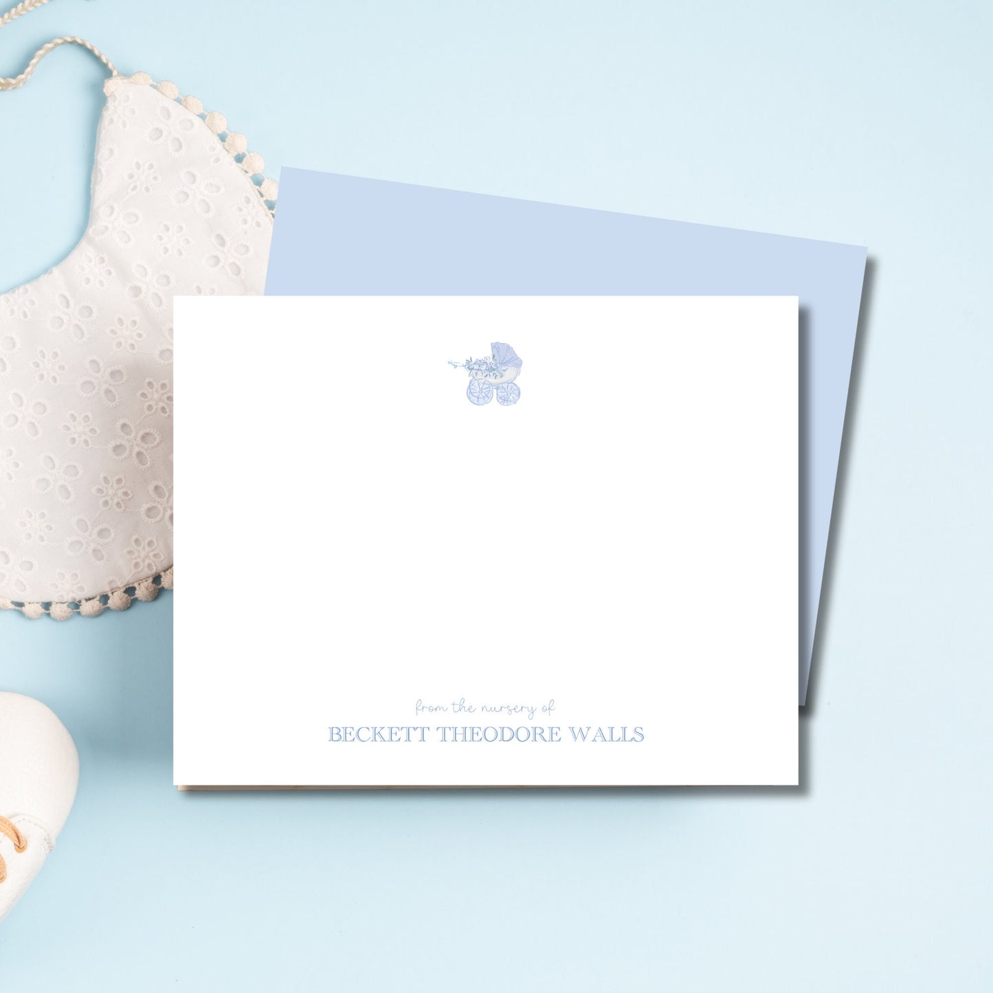 Baby Carriage Notecards - Blue