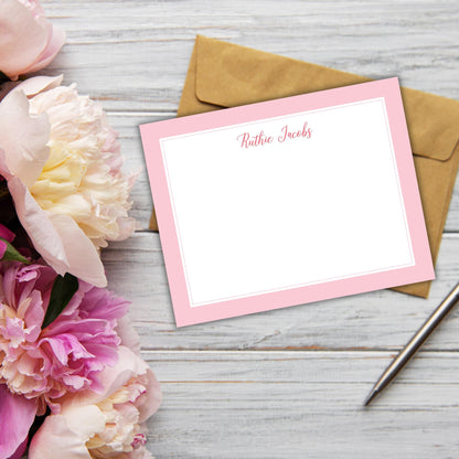Pink Gingham Notecards