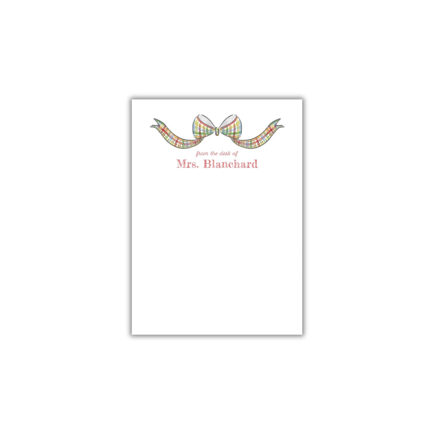 Plaid Bow Notepad