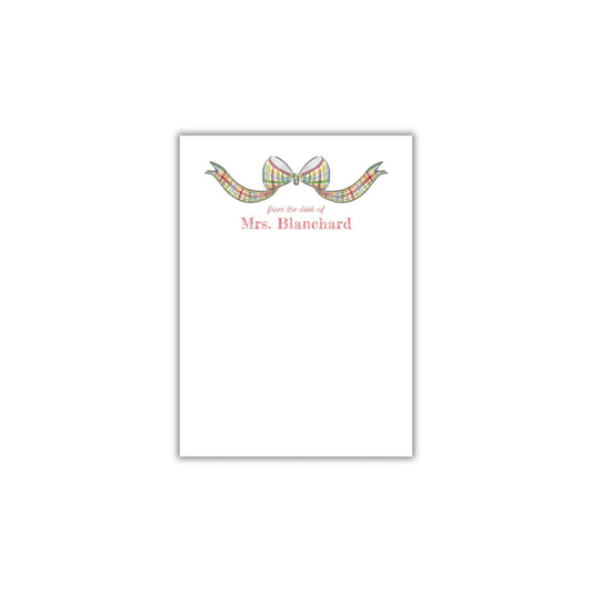 Plaid Bow Notepad