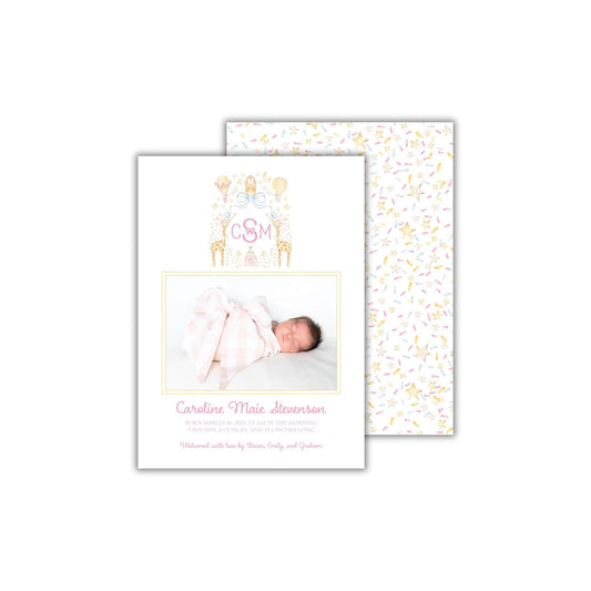 Star Confetti Birth Announcement - Pink