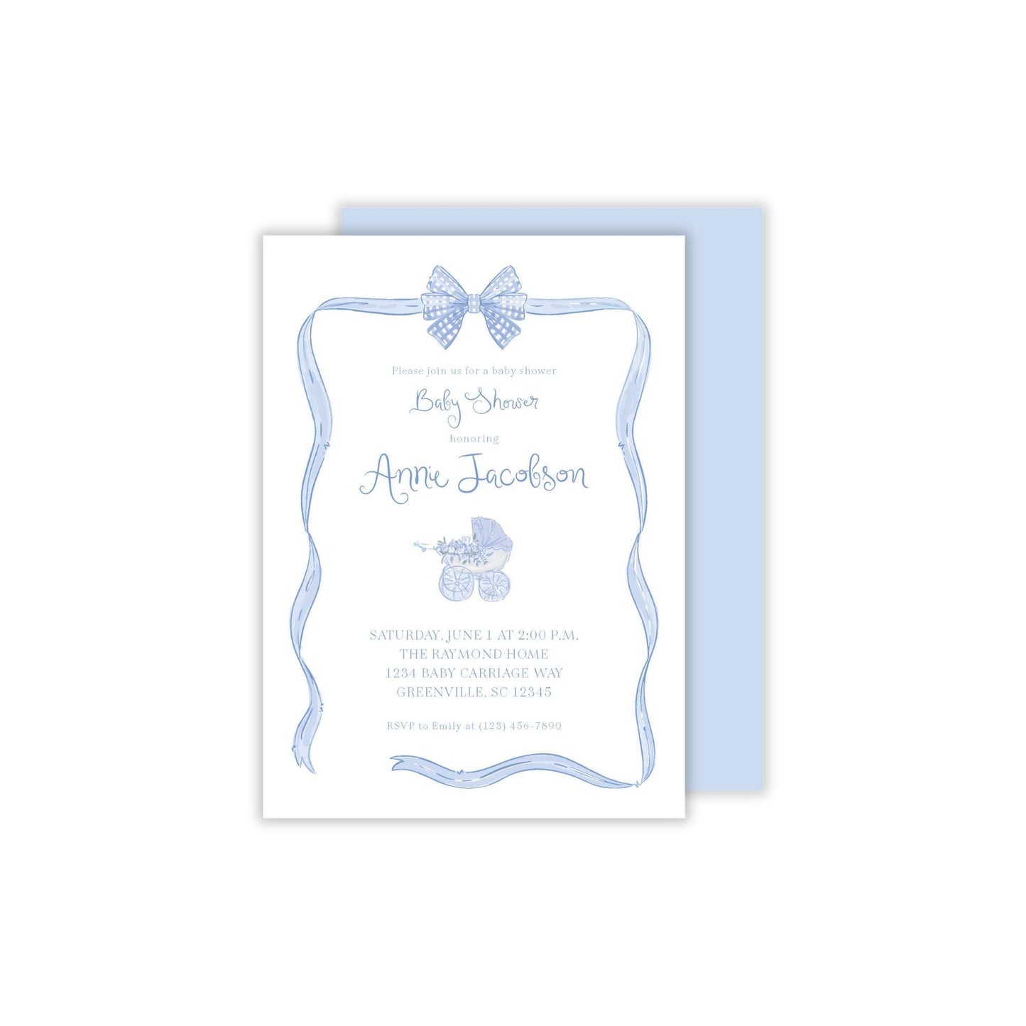 Baby Carriage Baby Shower Invitation - Blue
