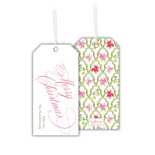 Watercolor Poinsettia Christmas Tags