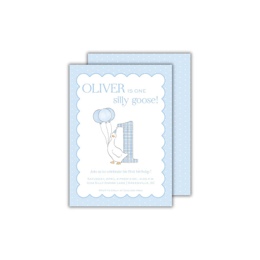 Silly Goose Invitation - Blue