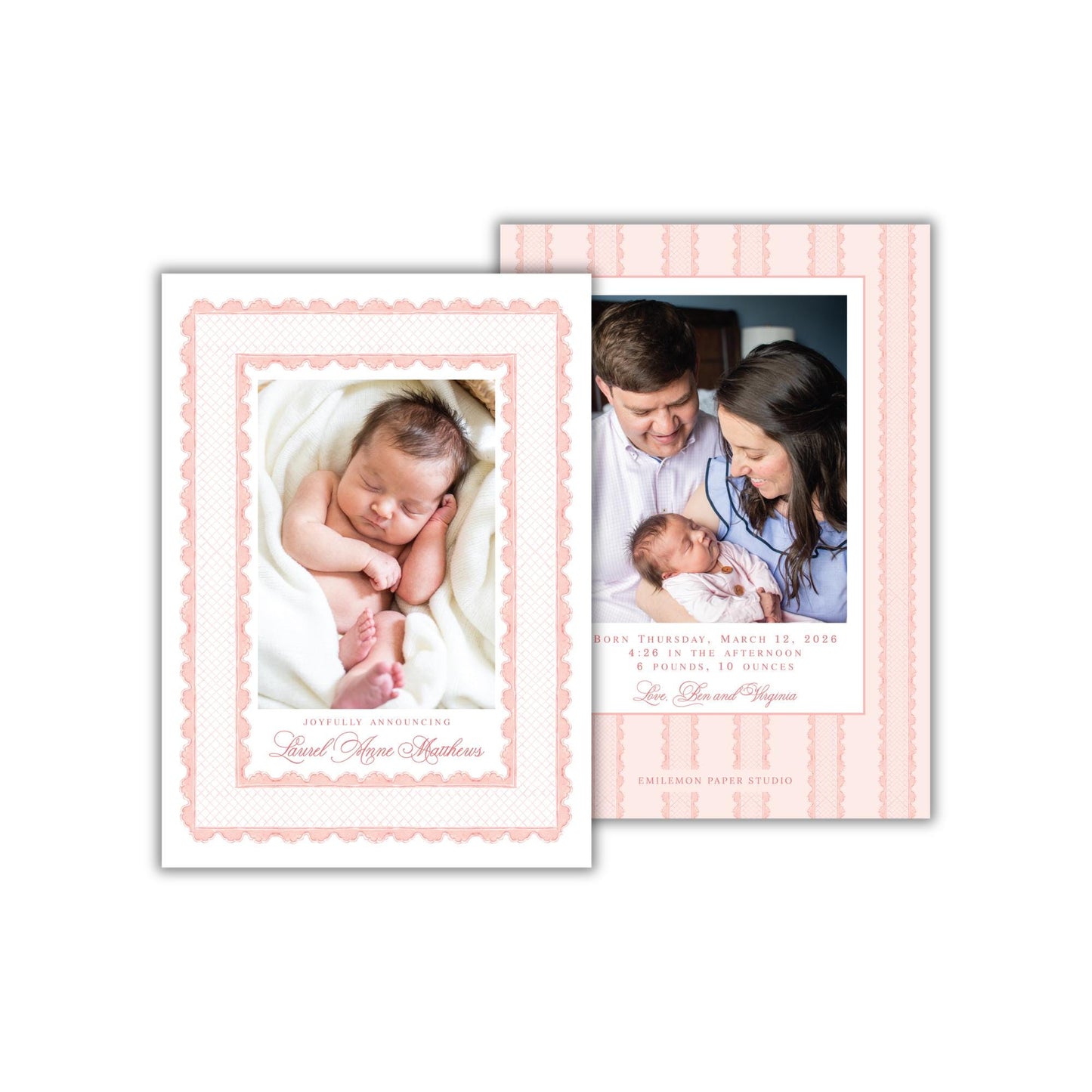 Lattice Birth Announcement - Pink