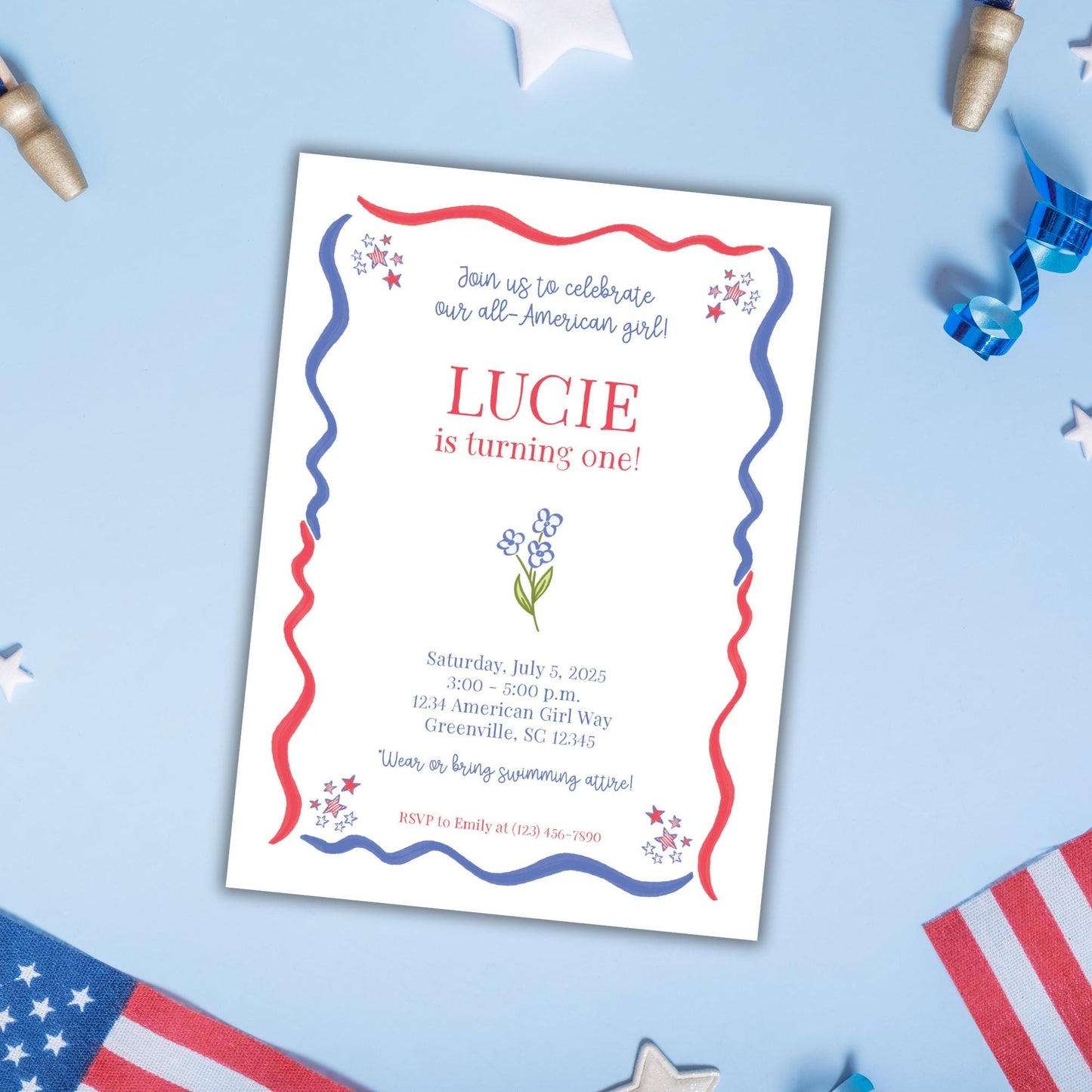 All-American Girl Invitation