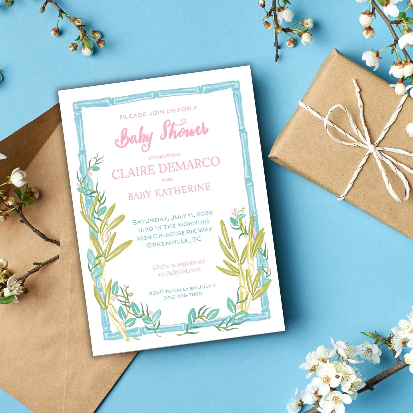 Traditional Chinoiserie Baby Shower Invitation