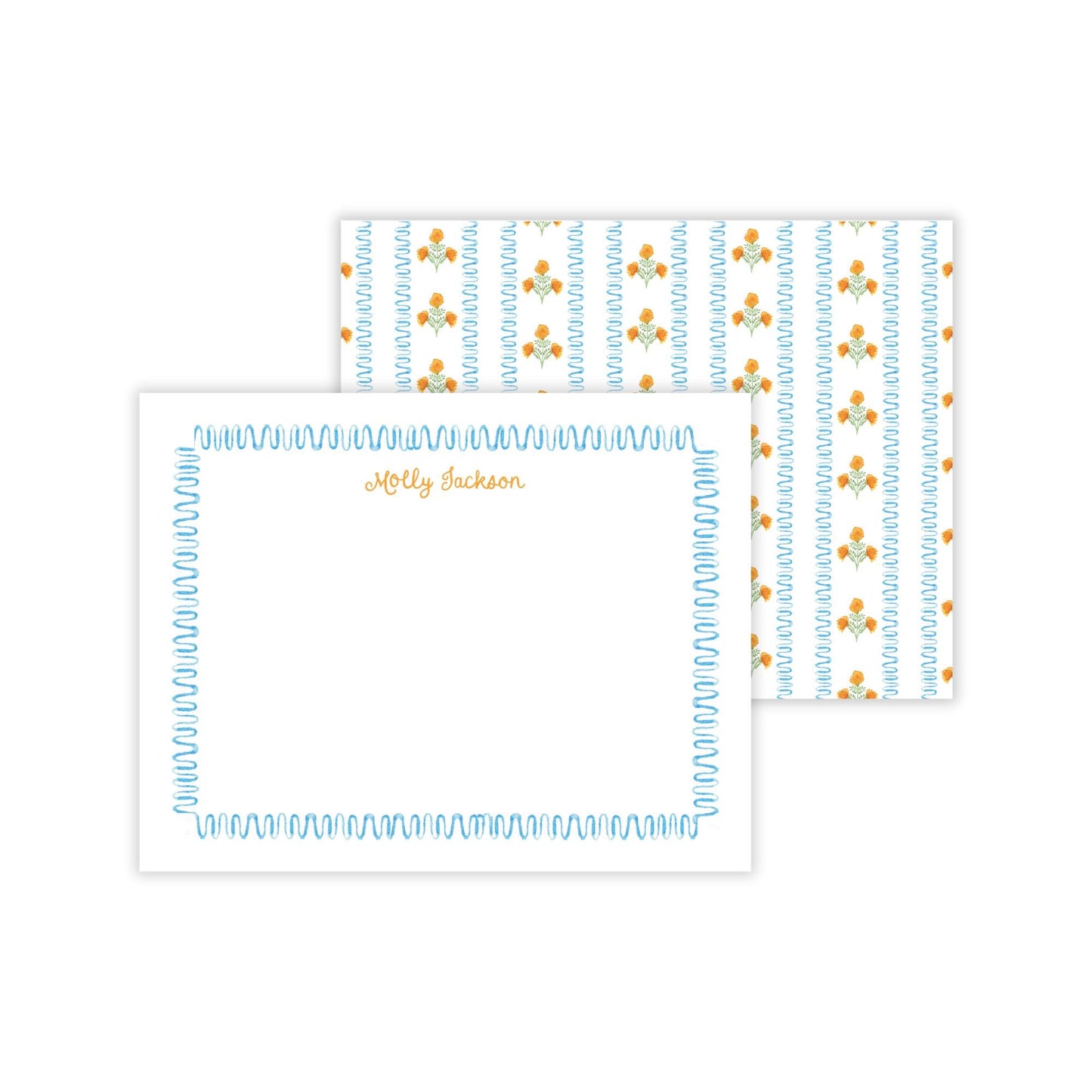 Orange Block Print Notecards