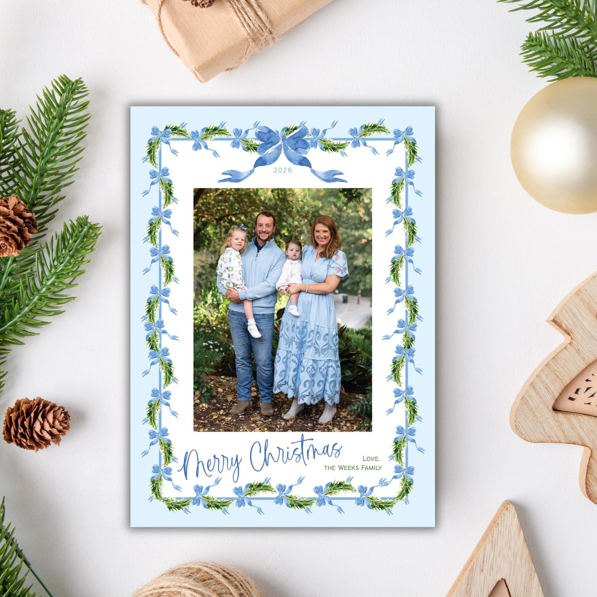 Blue Ribbon Christmas Card