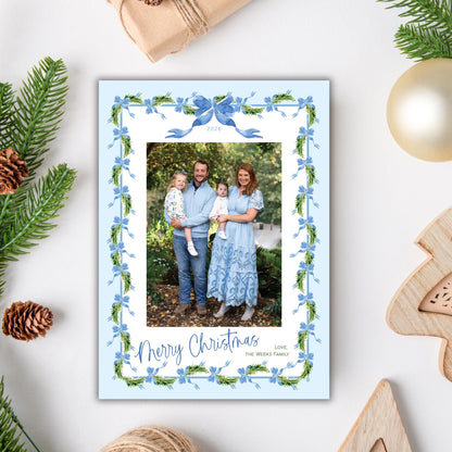 Blue Ribbon Christmas Card