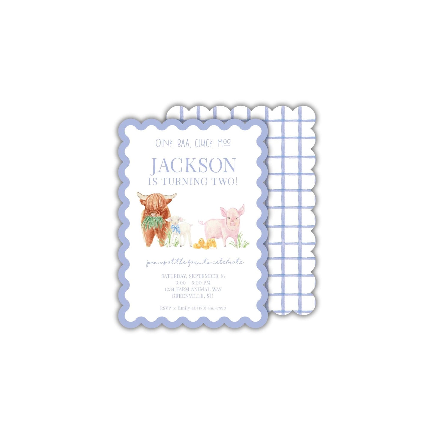Barnyard Invitation - Blue