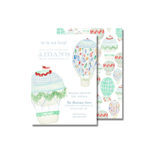 Up Up and Away Invitation - Blue