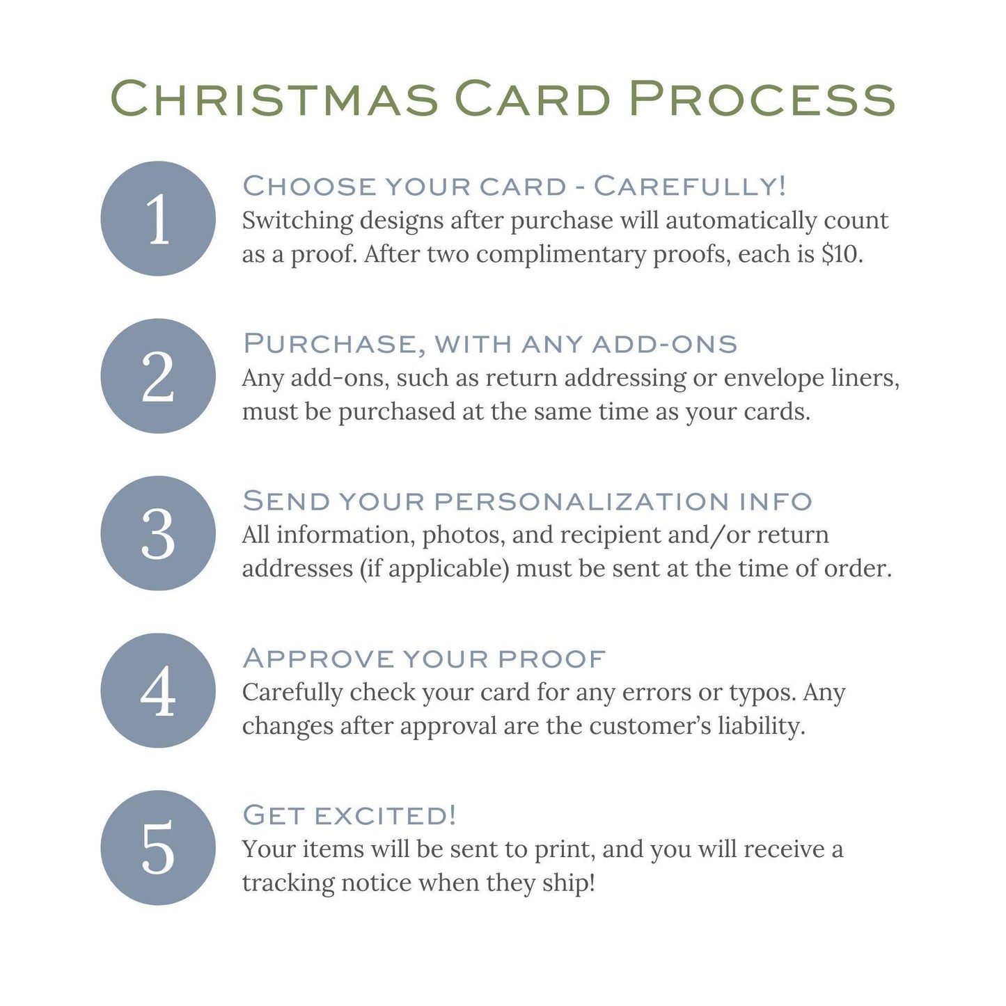 a christmas card process is shown with instructions