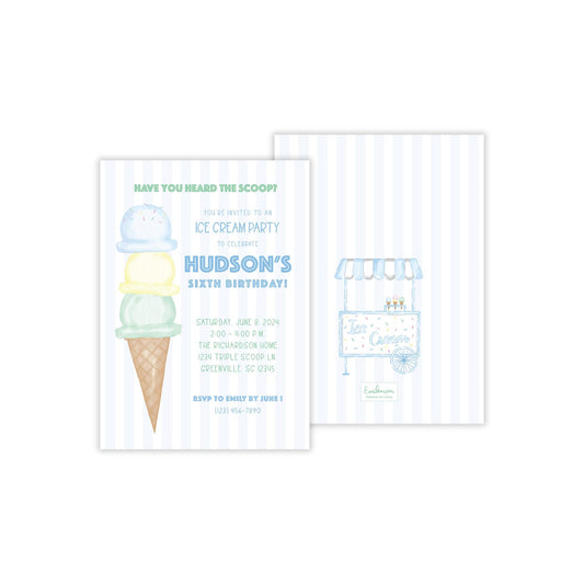 Ice Cream Invitation - Blue