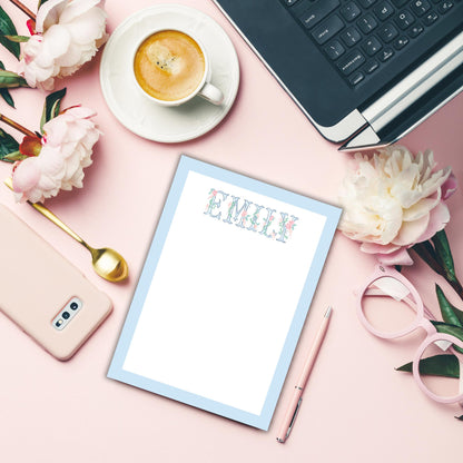 Floral Name Notepad - Blue