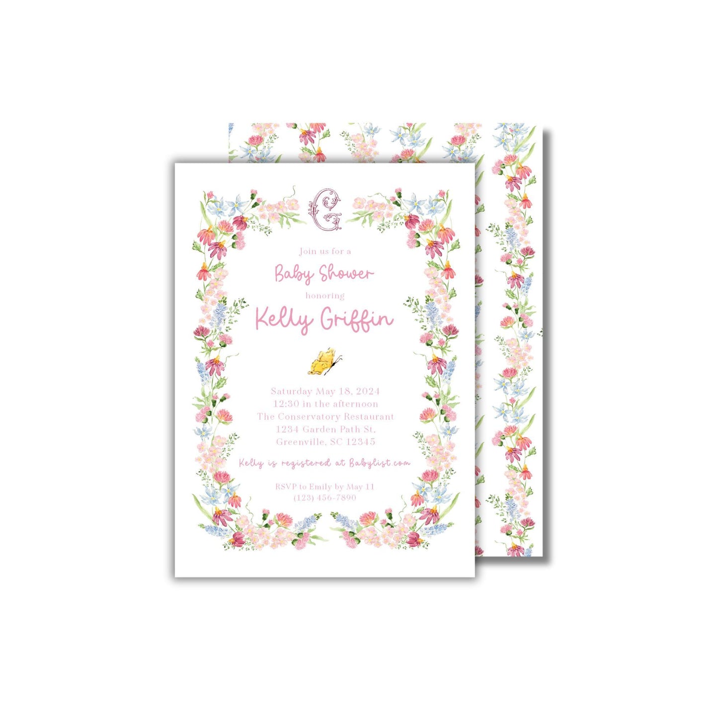 Mountain Wildflower Baby Shower Invitation