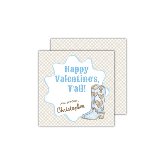 Cowboy Boot Valentine - Blue