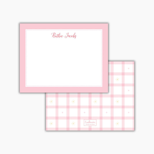 Pink Gingham Notecards