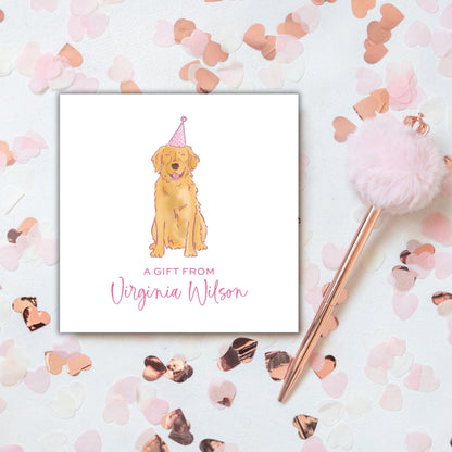Golden Retriever Enclosure Cards - Pink