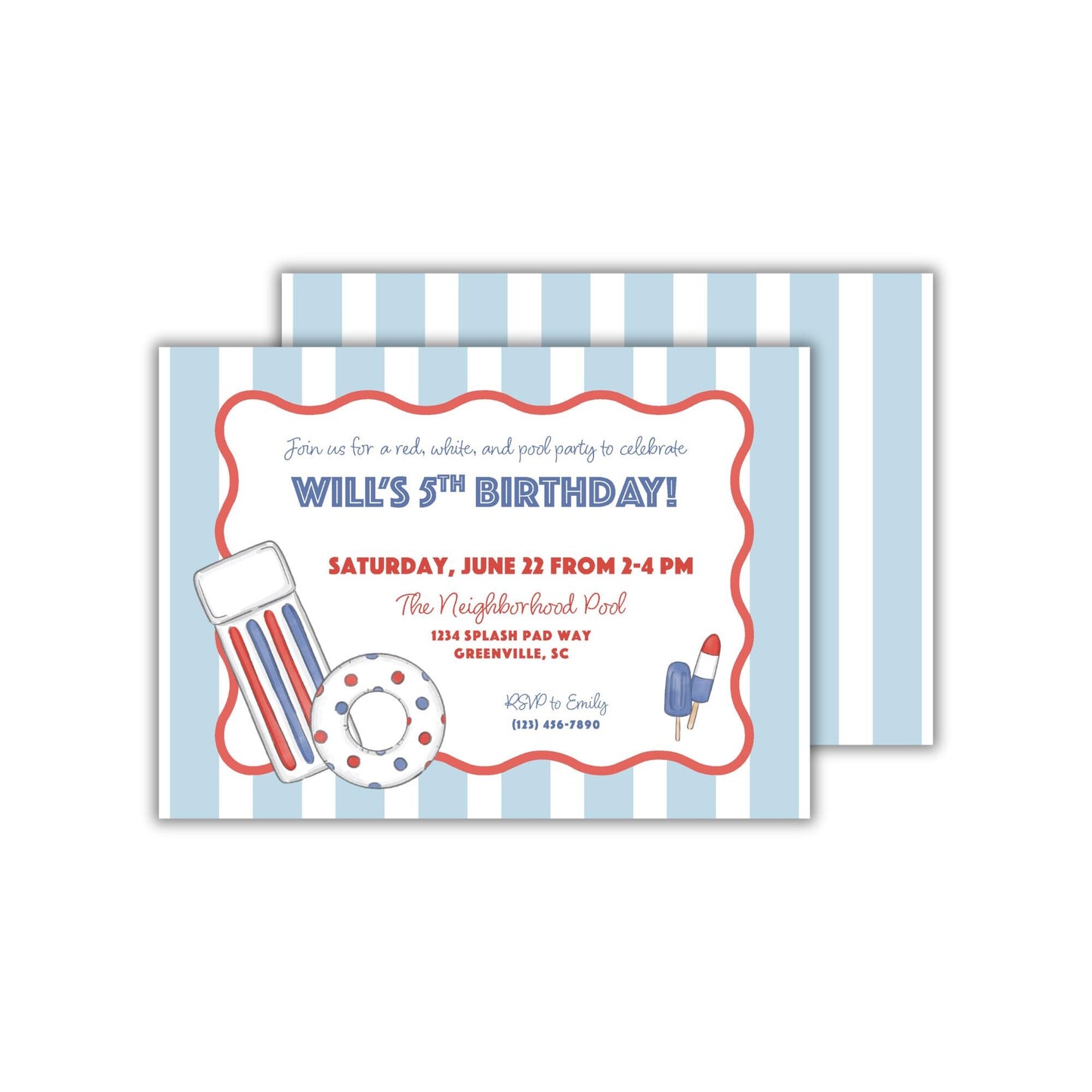 Patriotic Pool Party Invitation