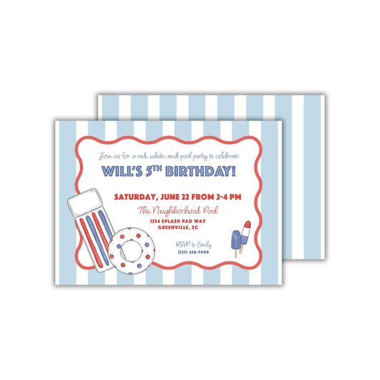 Patriotic Pool Party Invitation