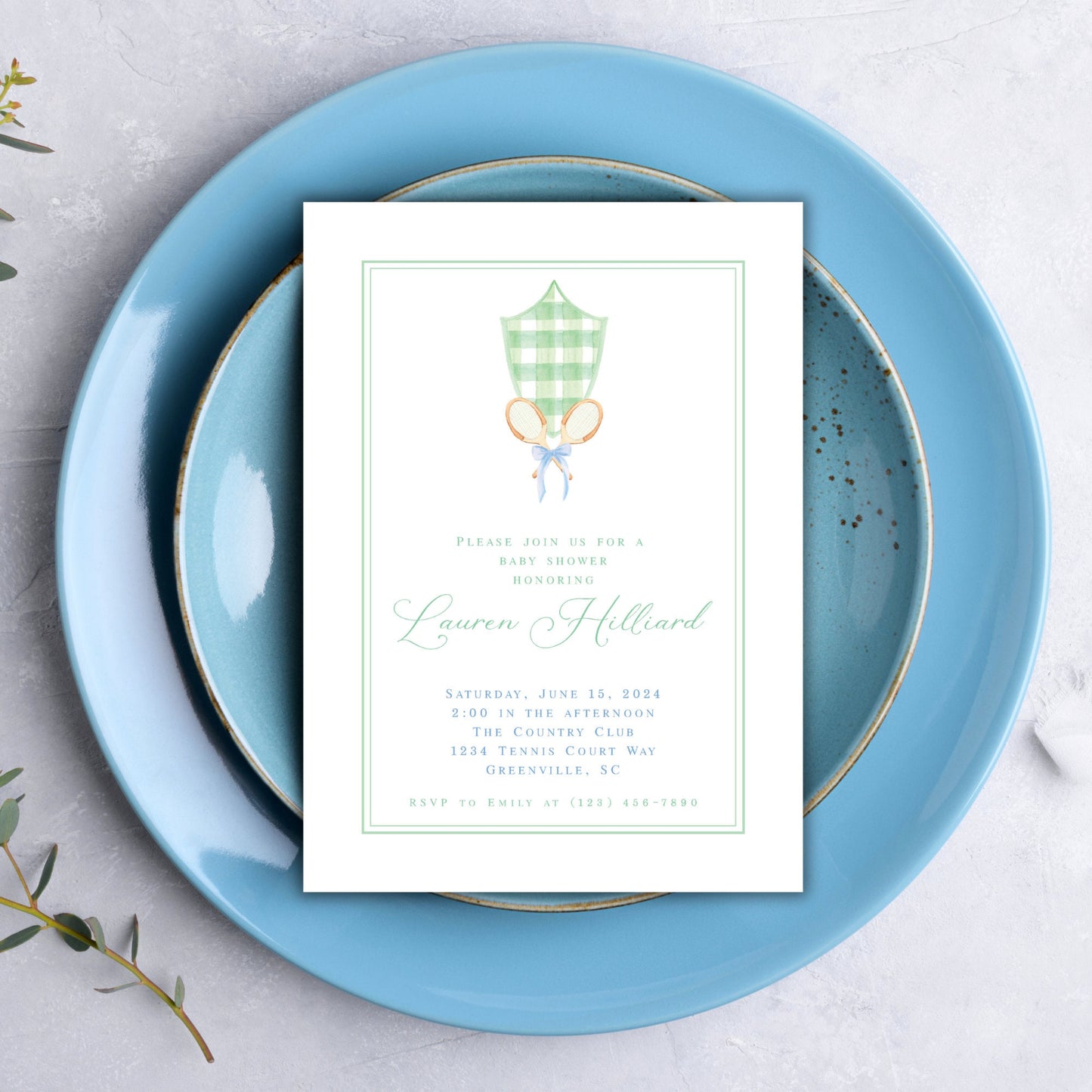 Tennis Baby Shower Invitation - Blue