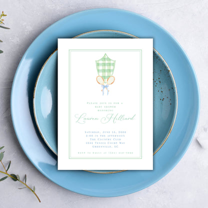 Tennis Baby Shower Invitation - Blue