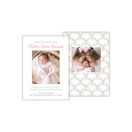 Floral Trellis Birth Announcement - Pink