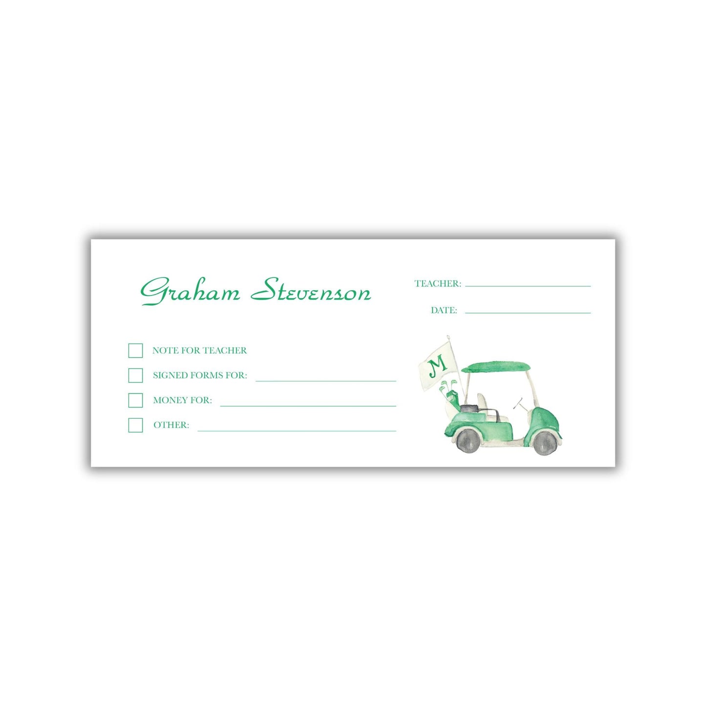 Green Golf Money Envelopes