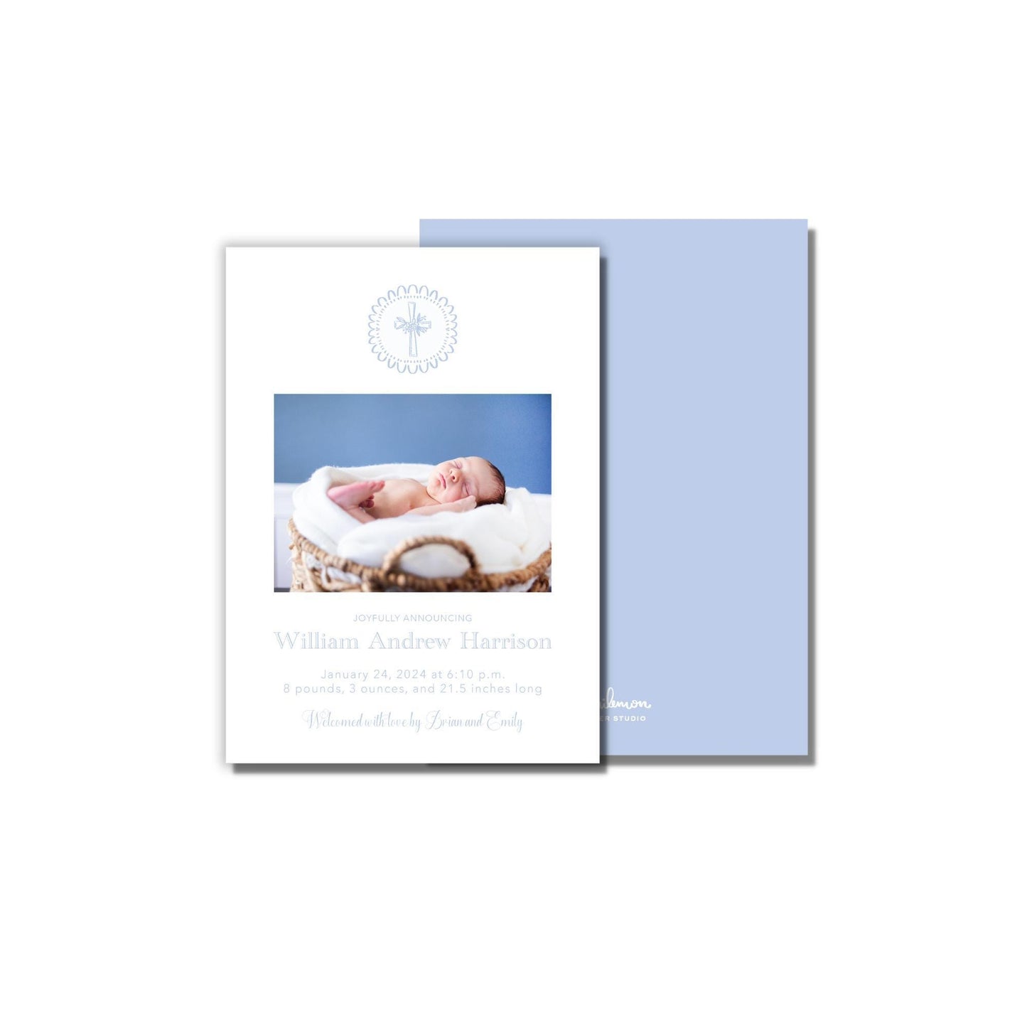 Cross BIrth Announcement - Blue