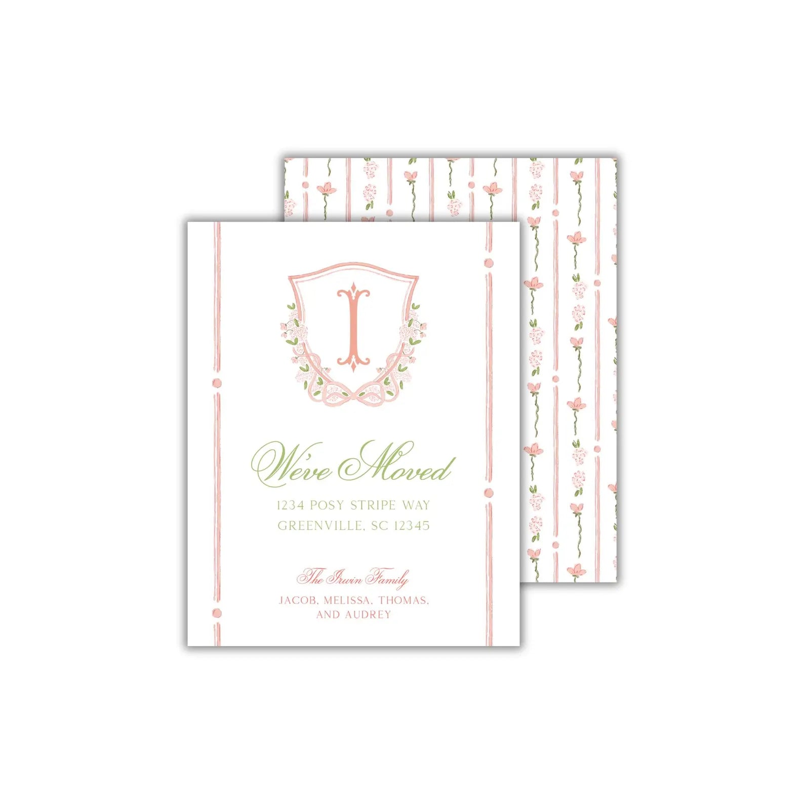 a wedding card with a wreath on it