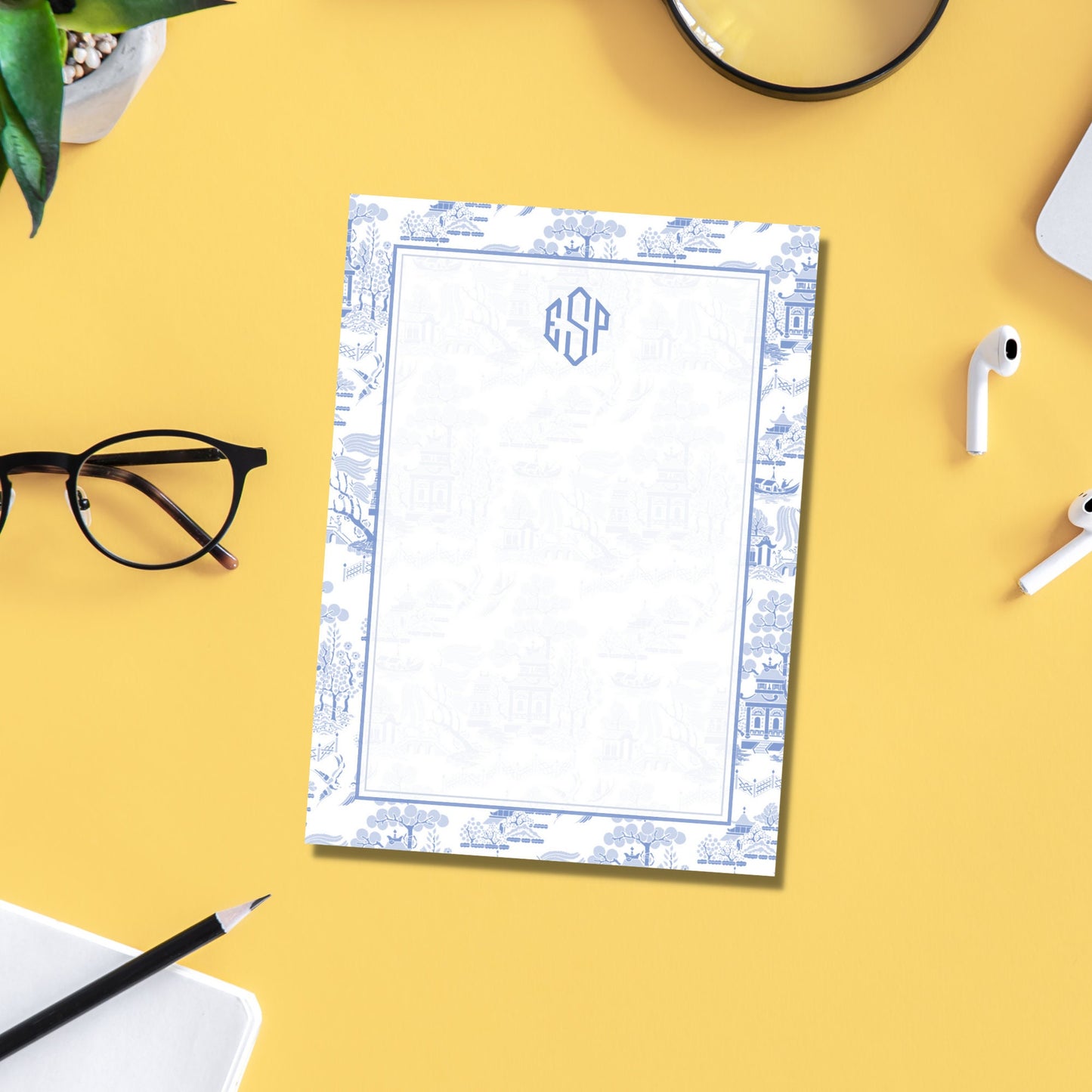 Blue Toile Notepad