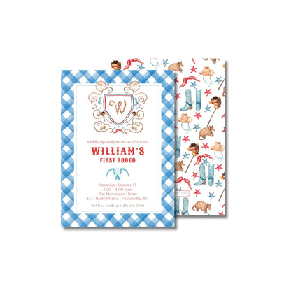 My First Rodeo Invitation - Blue