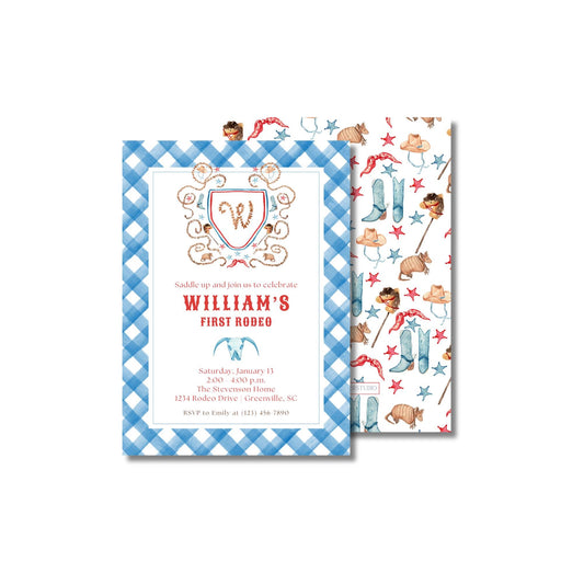 My First Rodeo Invitation - Blue