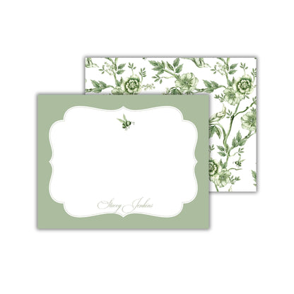 two cards with green flowers on them