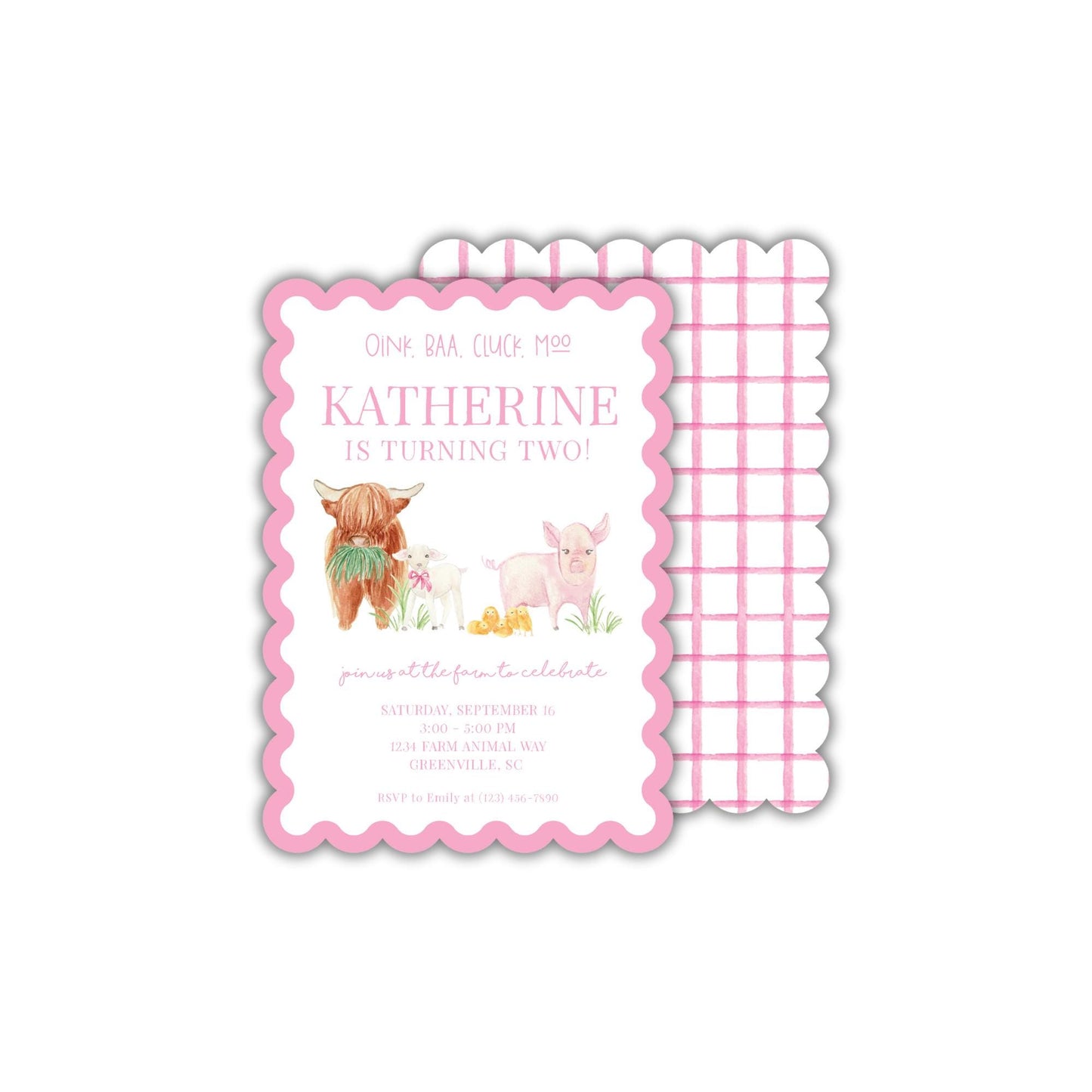 Barnyard Invitation - Pink