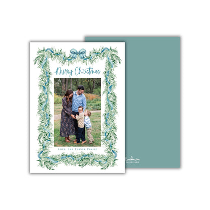 Teal Bow Christmas Card