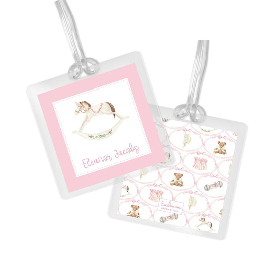 Rocking Horse Bag Tag - Pink