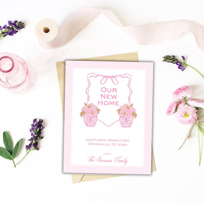 Hydrangea Crest Moving Announcements - Pink