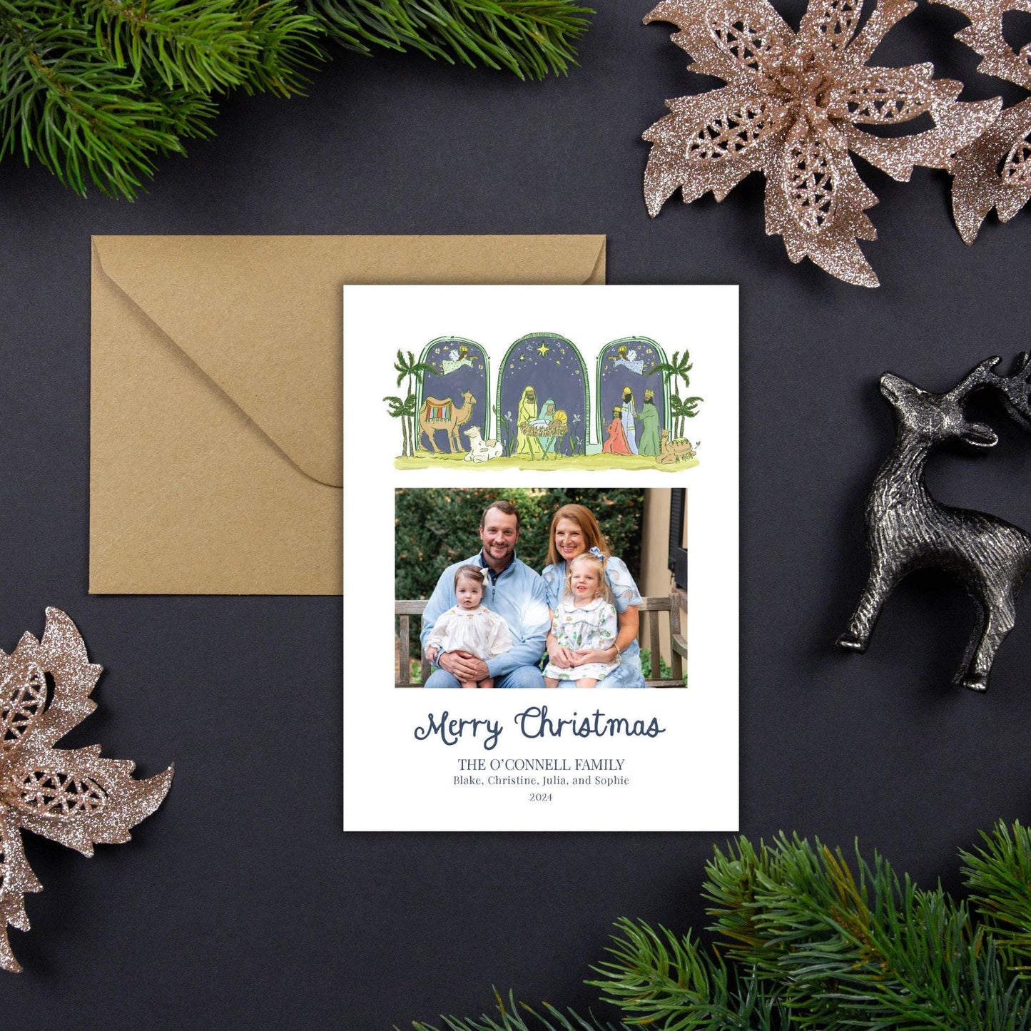 Navy Nativity Christmas Card