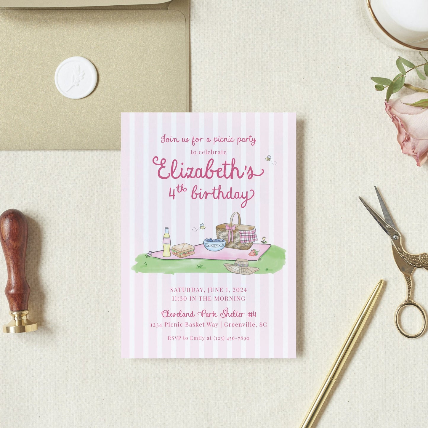 Pink Picnic Invitation