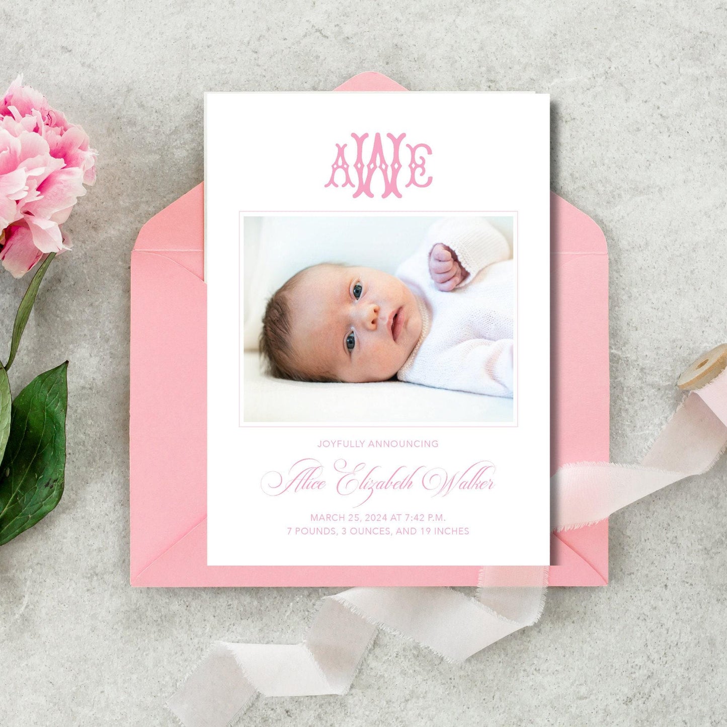 Avery Birth Announcement - Pink