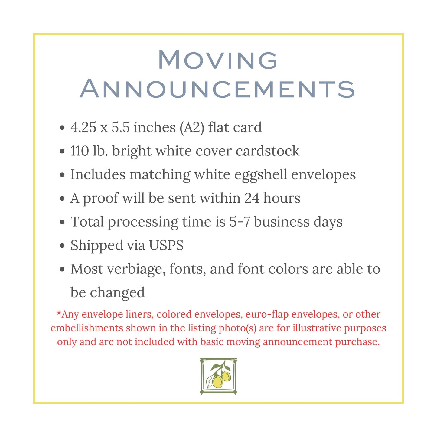 a white poster with the words moving announcements