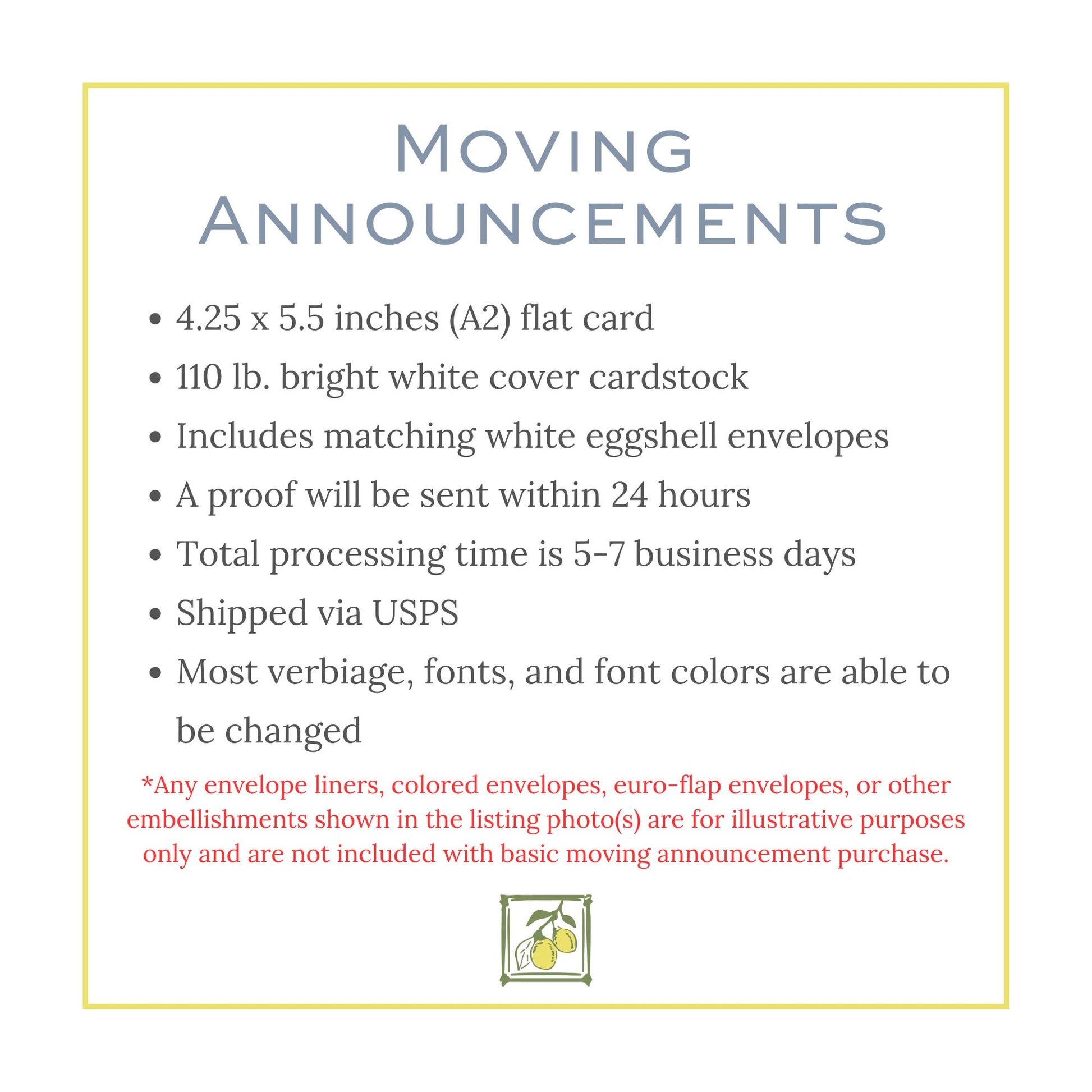 a white poster with the words moving announcements