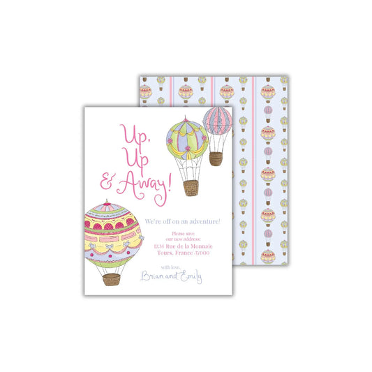 two cards with hot air balloons on them