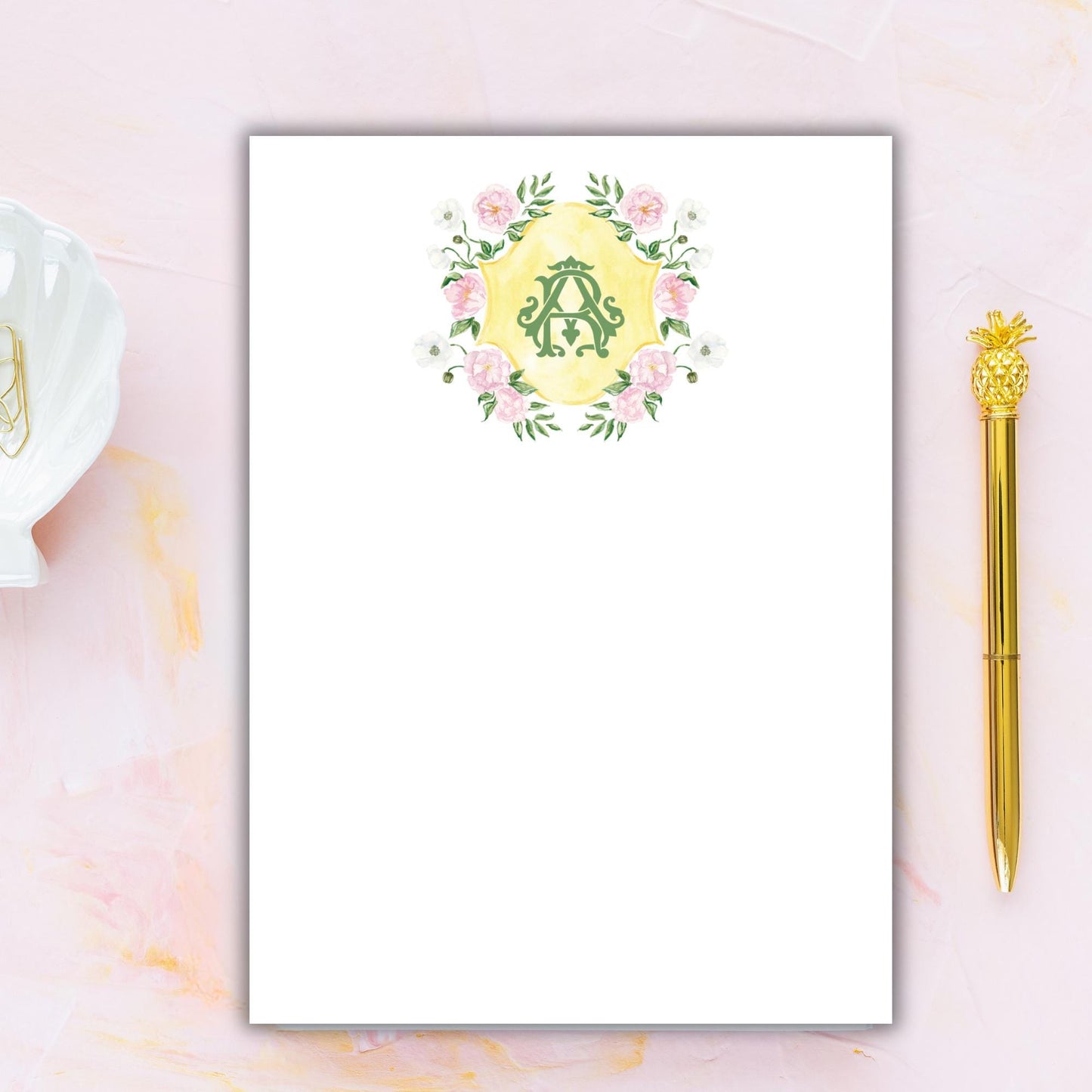 Spring Chinoiserie Crest Notepad