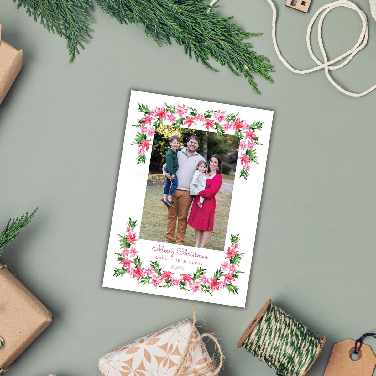 Merry Magenta Christmas Card